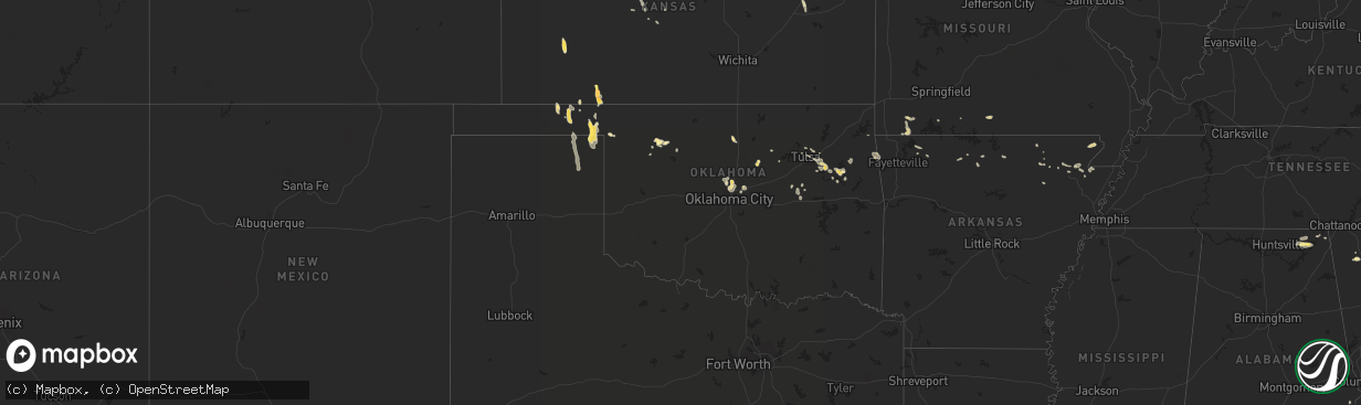 Hail map in Oklahoma on July 2, 2015