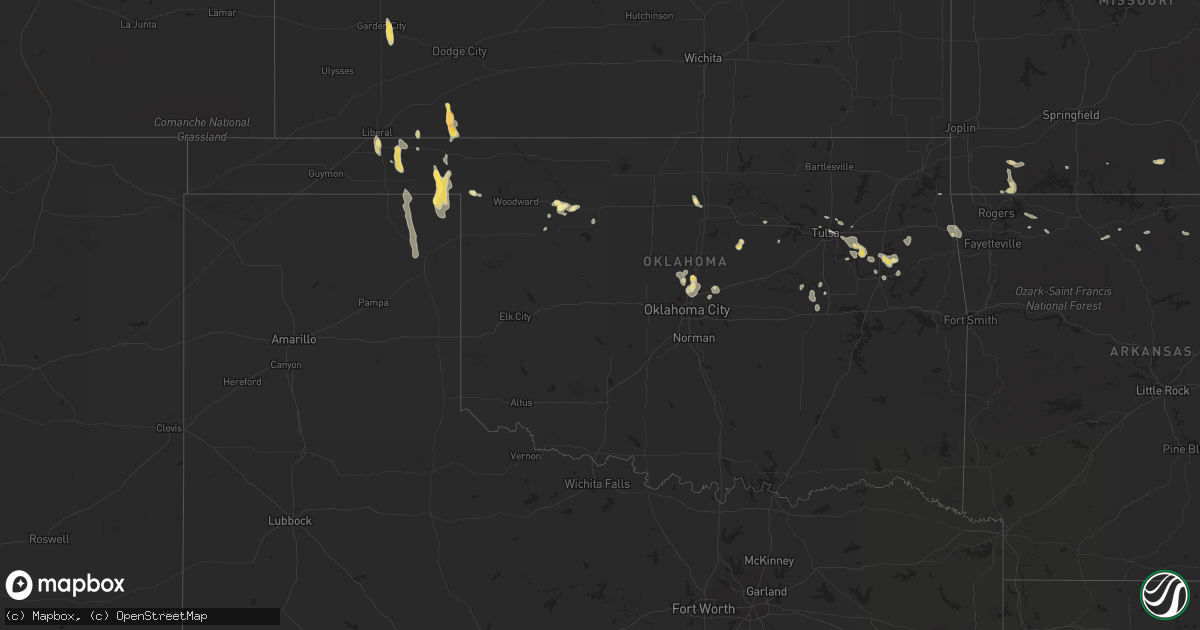 Hail map in Oklahoma on July 2, 2015