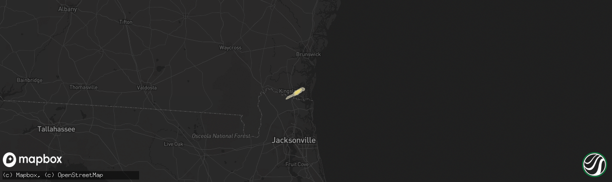 Hail map in Saint Marys, GA on July 2, 2015