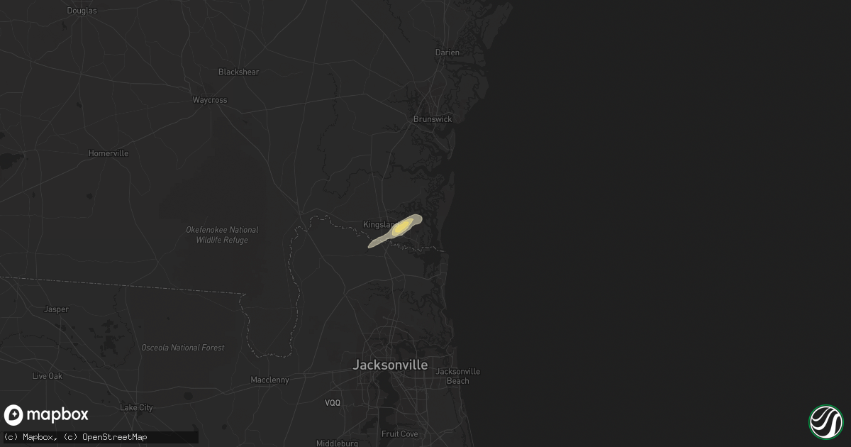 Hail map in Saint Marys, GA on July 2, 2015