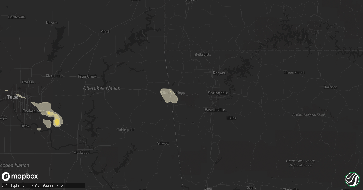 Hail map in Siloam Springs, AR on July 2, 2015