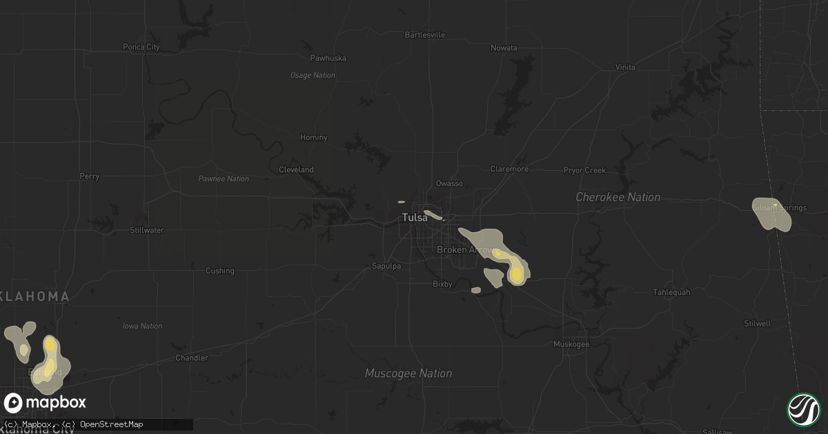 Hail map in Tulsa, OK on July 2, 2015