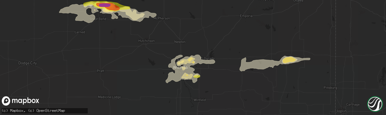 Hail map in Benton, KS on July 2, 2016