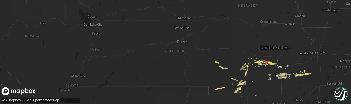 Hail map in Colorado on July 2, 2016