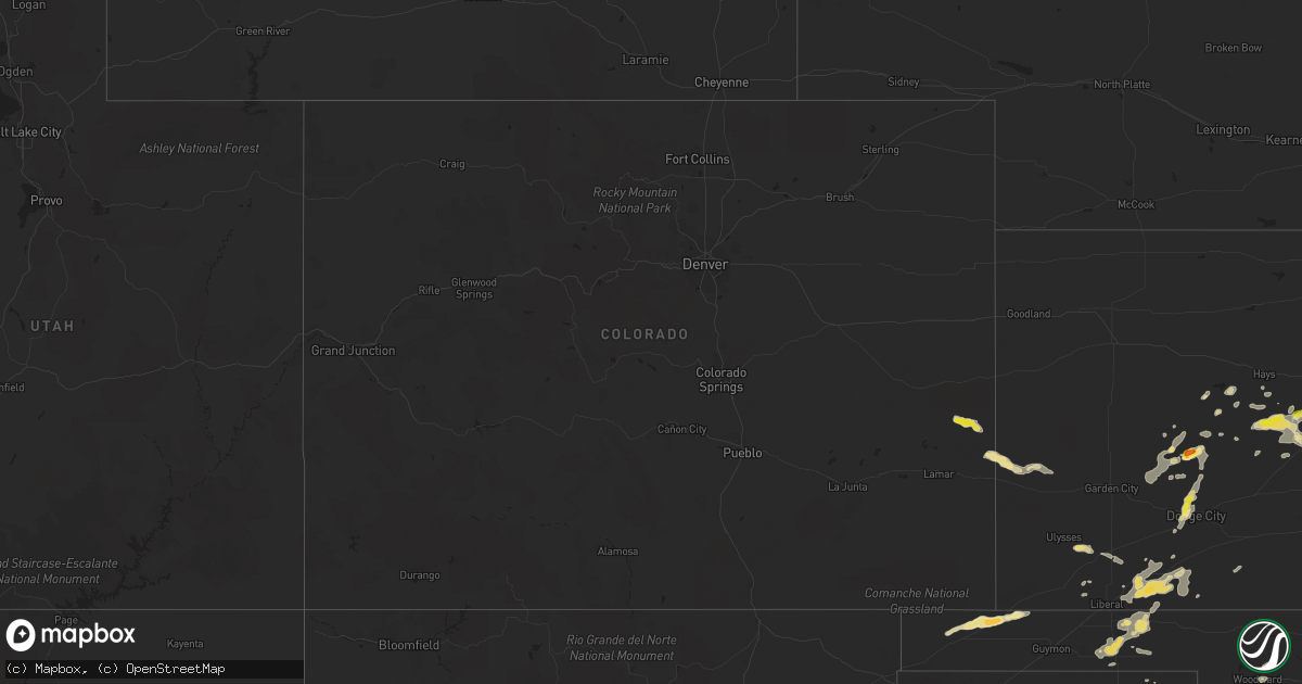 Hail map in Colorado on July 2, 2016