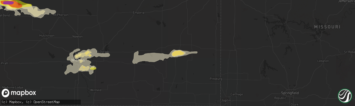 Hail map in Humboldt, KS on July 2, 2016