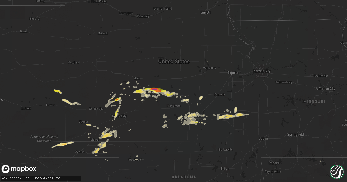 Hail map in Kansas on July 2, 2016