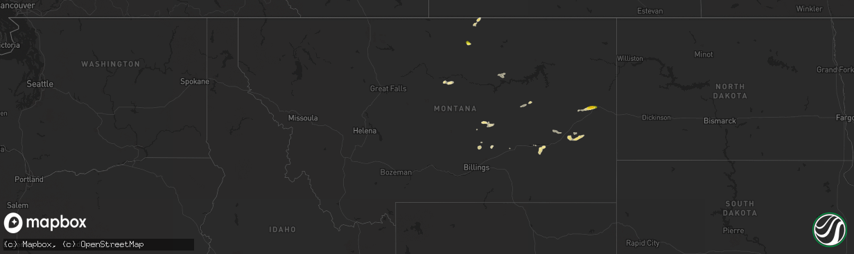 Hail map in Montana on July 2, 2016