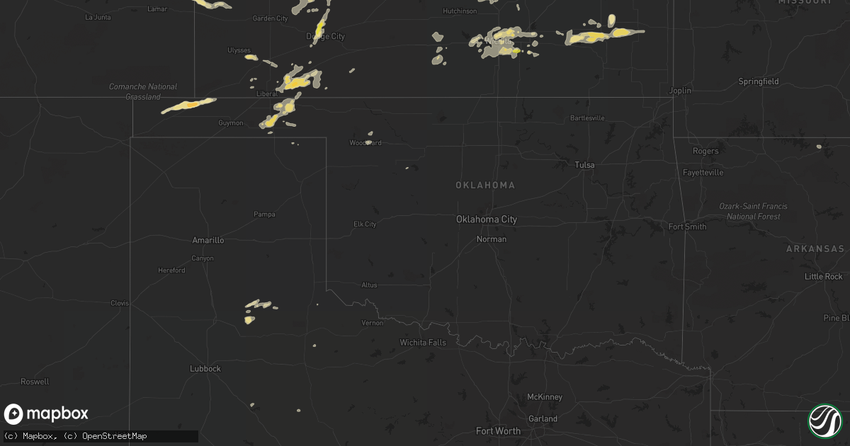 Hail map in Oklahoma on July 2, 2016