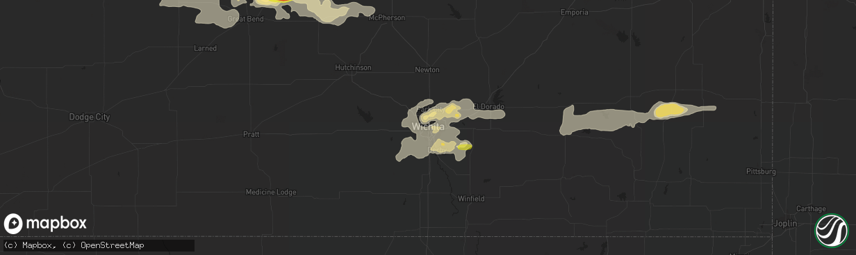 Hail map in Wichita, KS on July 2, 2016