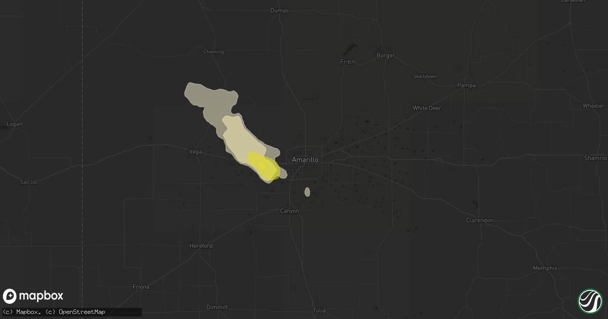 Hail map in Amarillo, TX on July 2, 2017