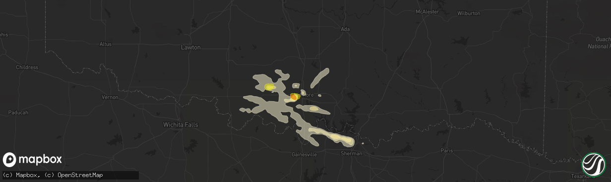 Hail map in Ardmore, OK on July 2, 2017