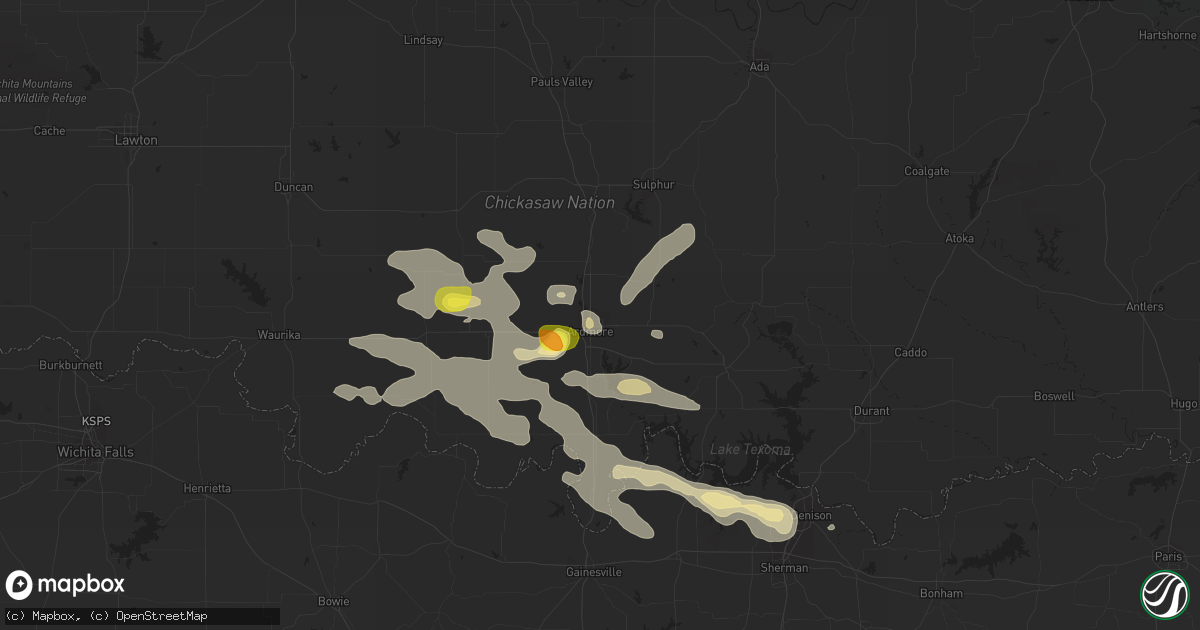 Hail map in Ardmore, OK on July 2, 2017