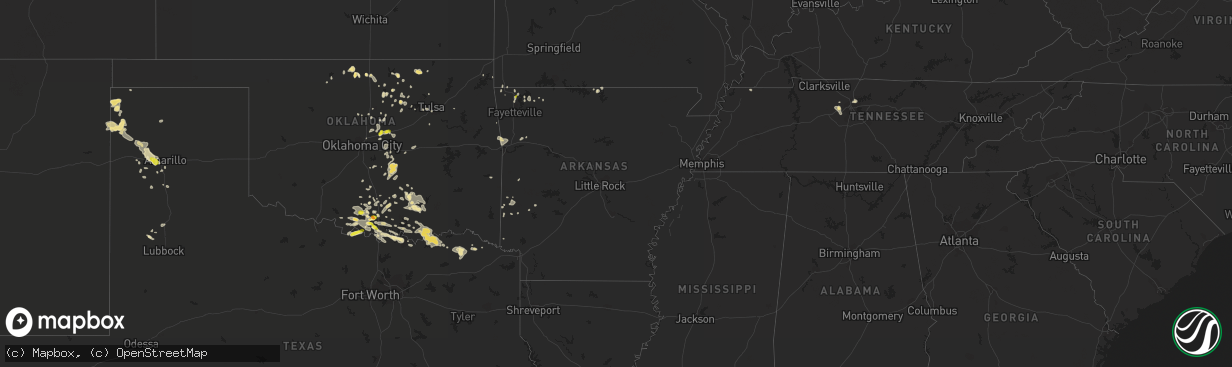 Hail map in Arkansas on July 2, 2017