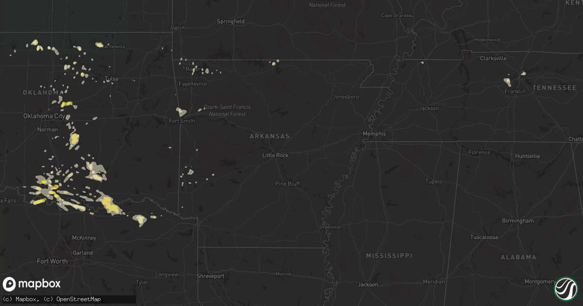 Hail map in Arkansas on July 2, 2017