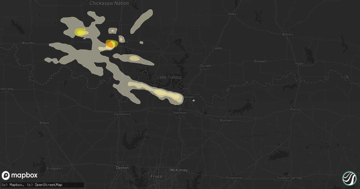 Hail map in Denison, TX on July 2, 2017