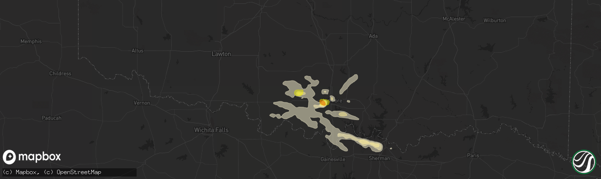 Hail map in Healdton, OK on July 2, 2017