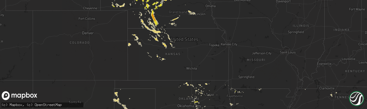 Hail map in Kansas on July 2, 2017