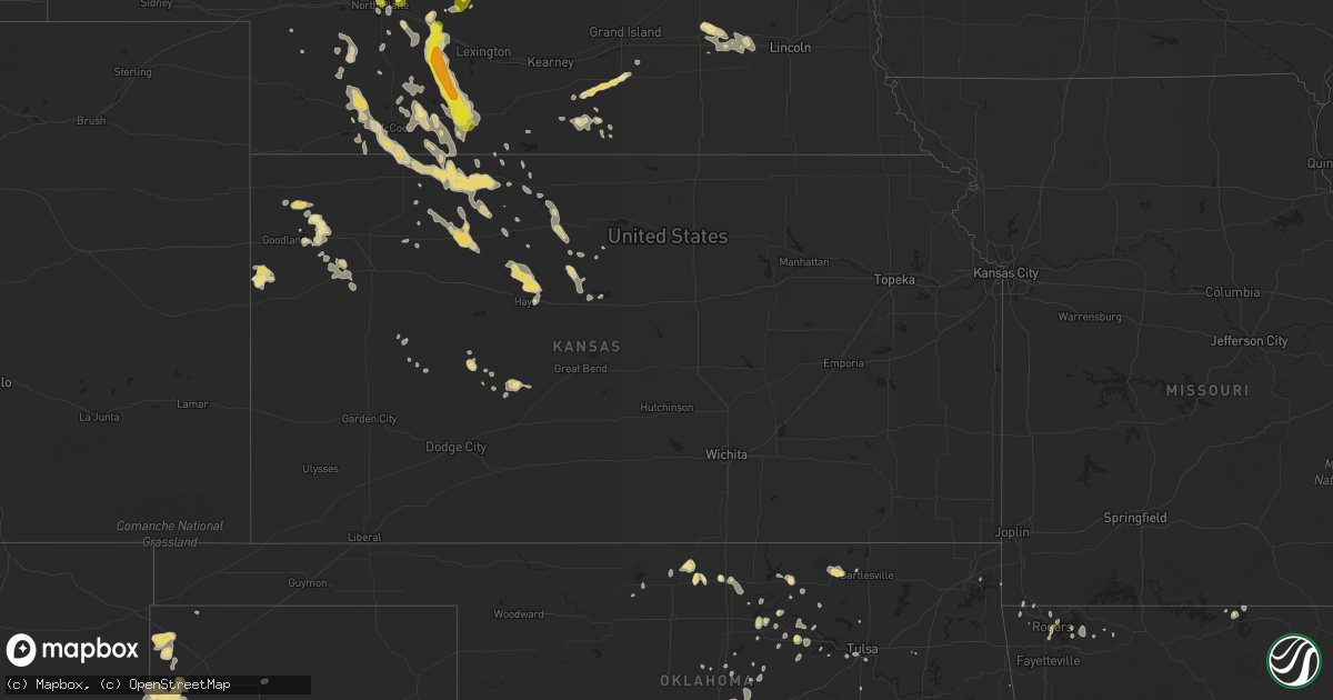 Hail map in Kansas on July 2, 2017