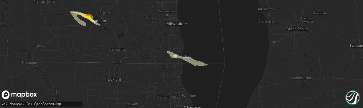 Hail map in Kenosha, WI on July 2, 2017