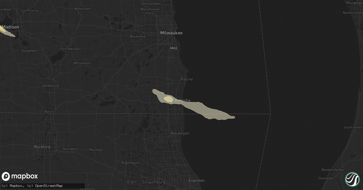 Hail map in Kenosha, WI on July 2, 2017