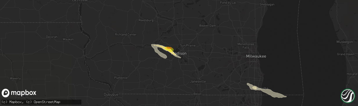 Hail map in Madison, WI on July 2, 2017