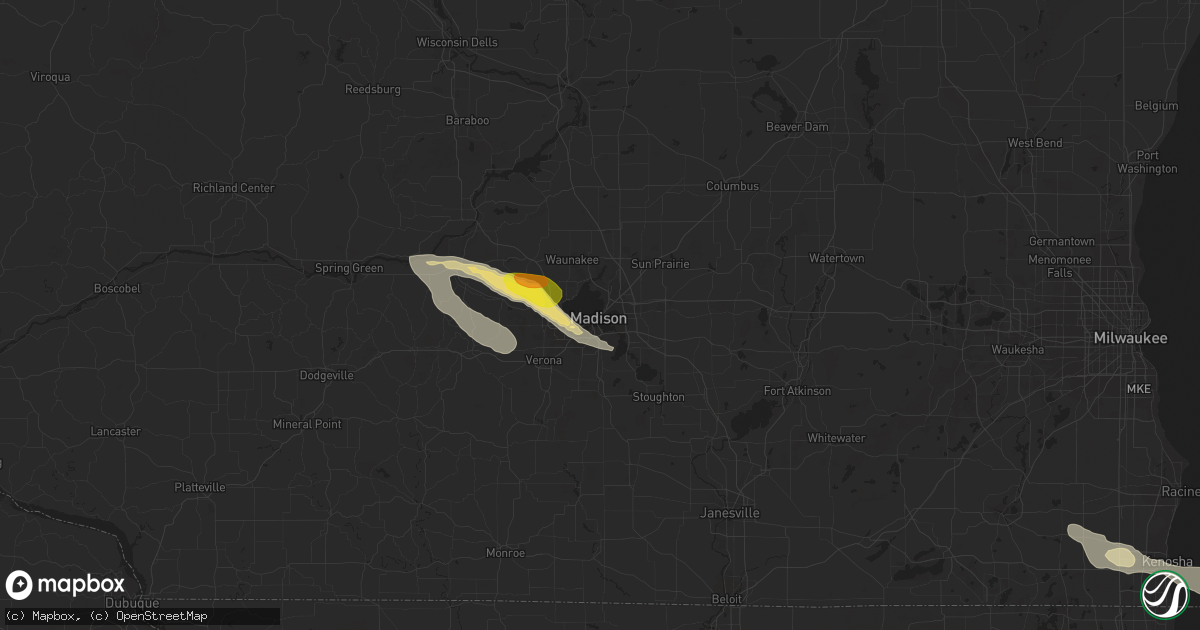 Hail map in Madison, WI on July 2, 2017