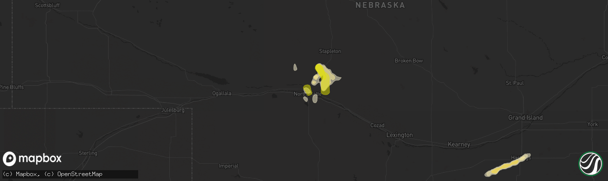 Hail map in North Platte, NE on July 2, 2017