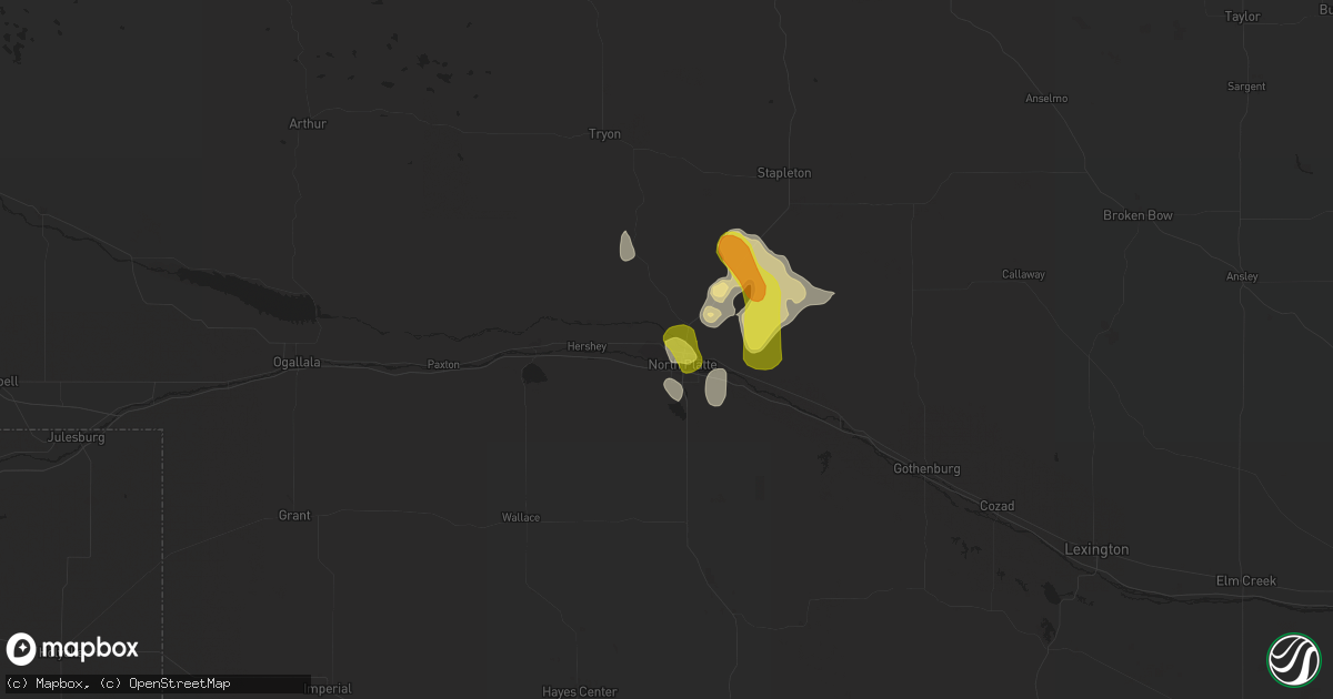 Hail map in North Platte, NE on July 2, 2017