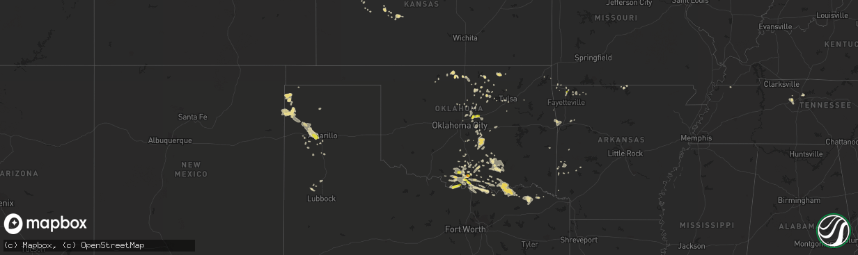 Hail map in Oklahoma on July 2, 2017