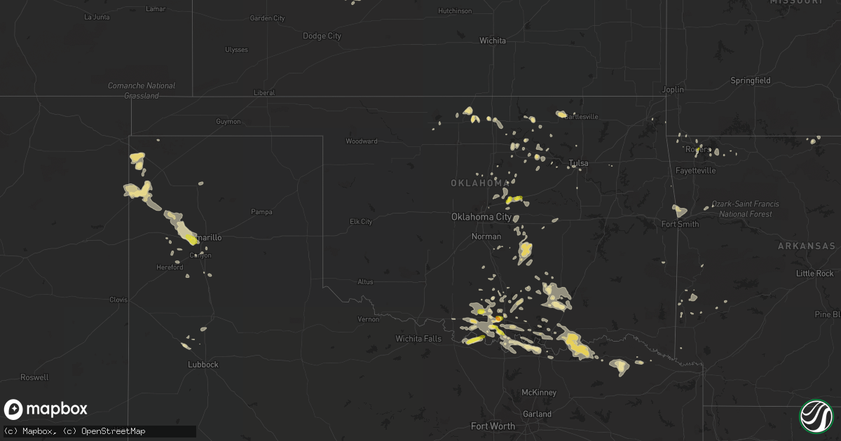 Hail map in Oklahoma on July 2, 2017