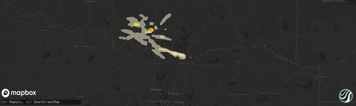 Hail map in Pottsboro, TX on July 2, 2017