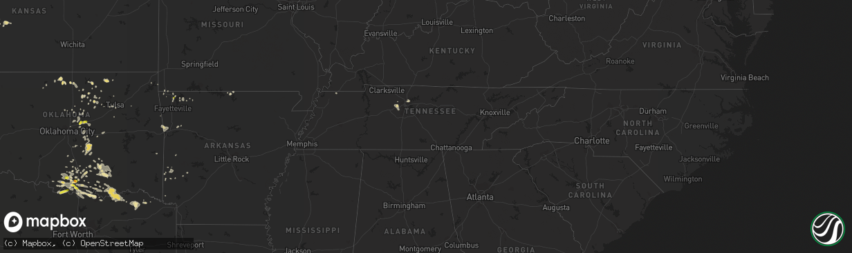 Hail map in Tennessee on July 2, 2017