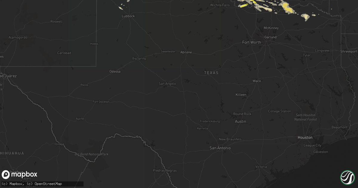 Hail map in Texas on July 2, 2017