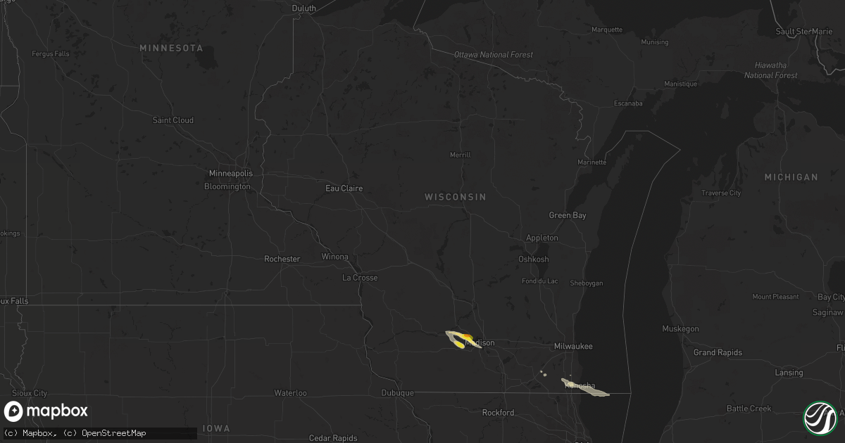 Hail map in Wisconsin on July 2, 2017