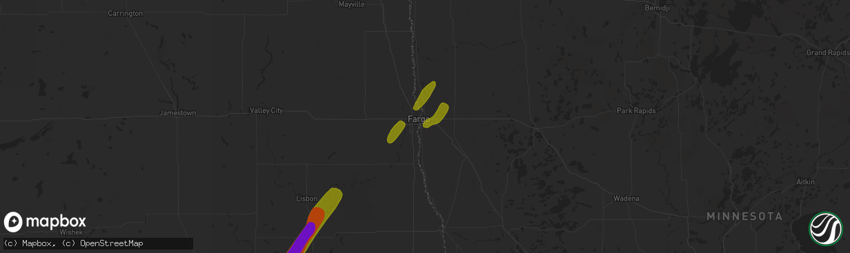 Hail map in Moorhead, MN on July 2, 2018