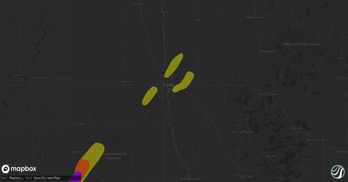 Hail map in Moorhead, MN on July 2, 2018