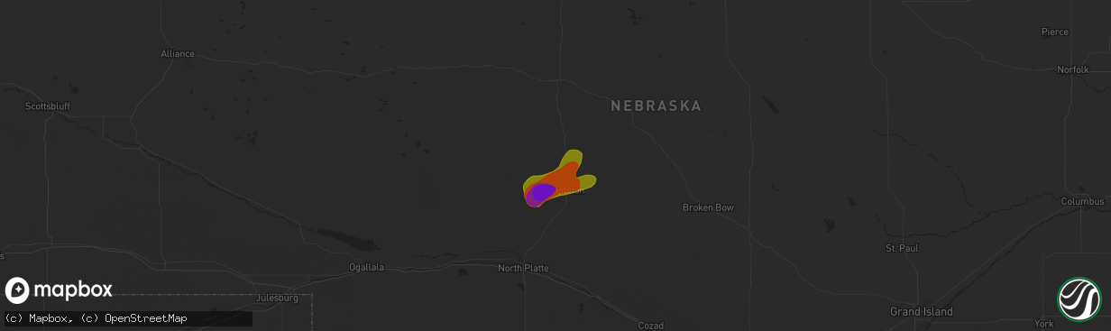 Hail map in Stapleton, NE on July 2, 2018