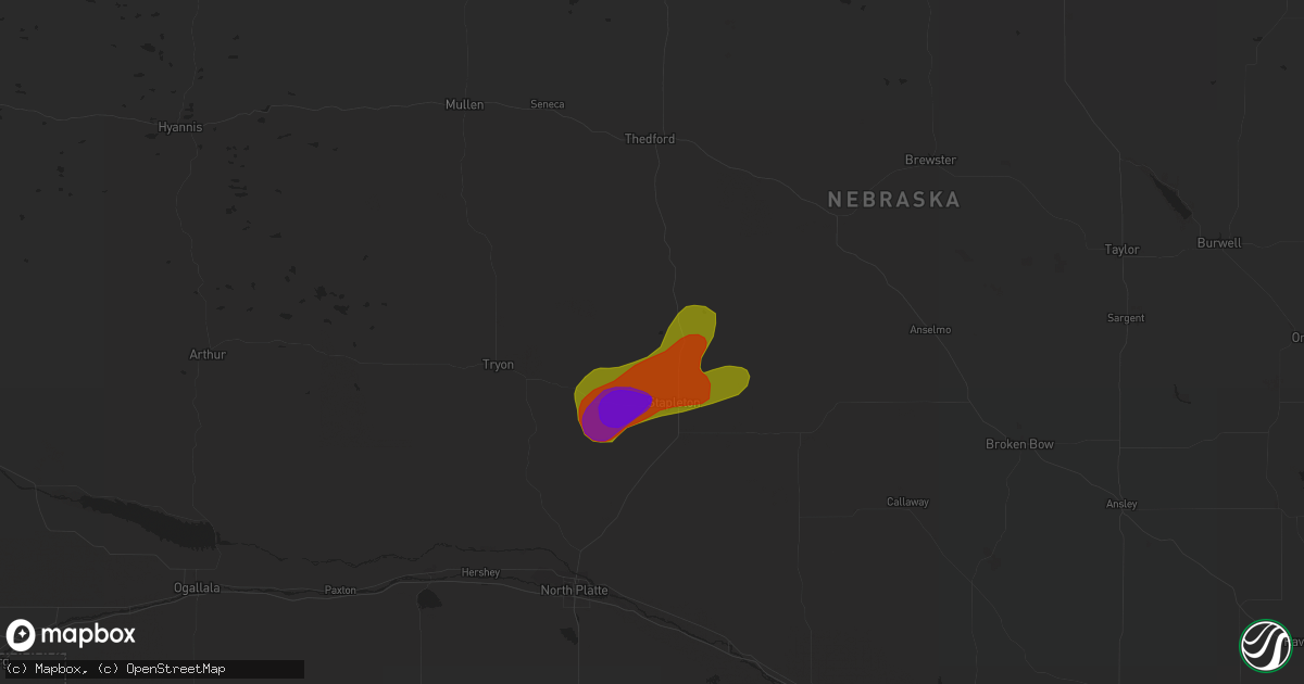 Hail map in Stapleton, NE on July 2, 2018