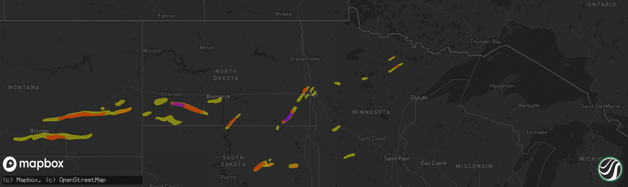 Hail map on July 2, 2018