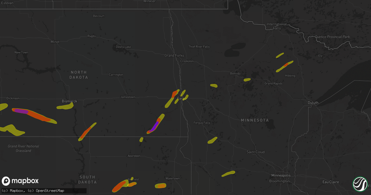 Hail map on July 2, 2018