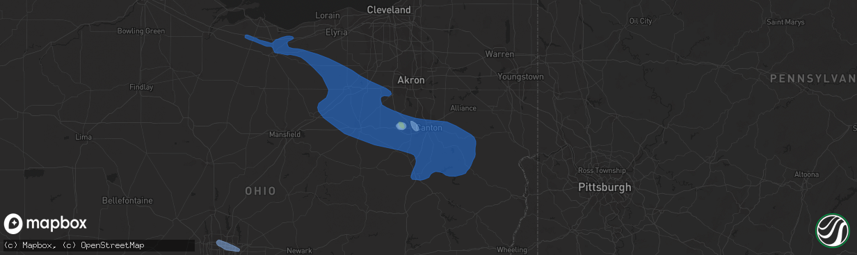 Hail map in Canton, OH on July 2, 2019