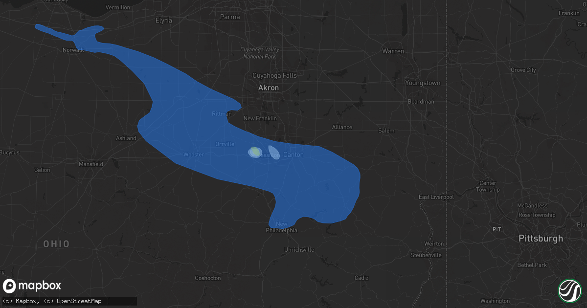 Hail map in Canton, OH on July 2, 2019