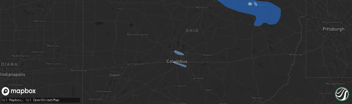 Hail map in Columbus, OH on July 2, 2019