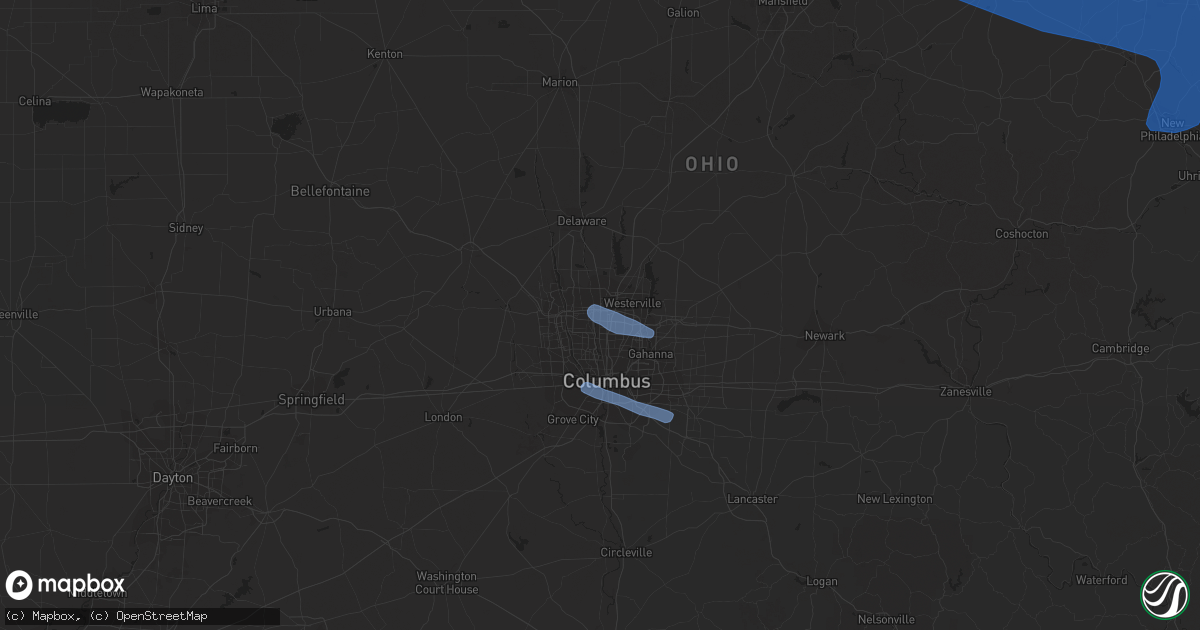 Hail map in Columbus, OH on July 2, 2019