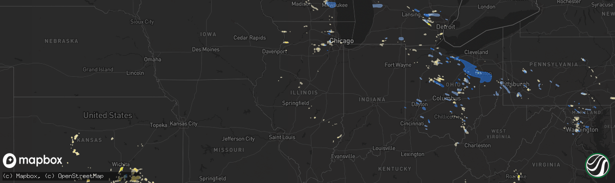 Hail map in Illinois on July 2, 2019