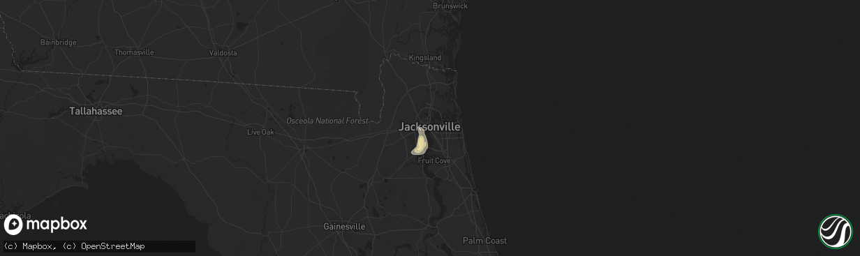 Hail map in Jacksonville, FL on July 2, 2019