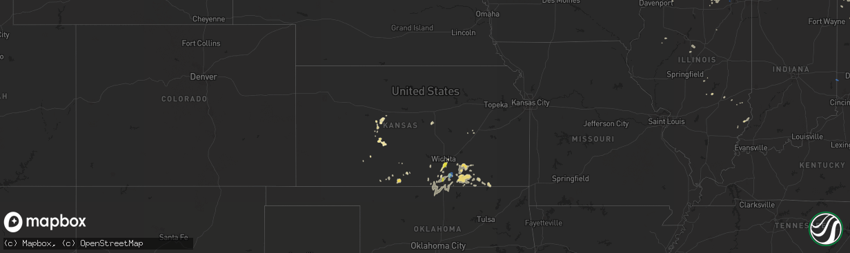 Hail map in Kansas on July 2, 2019