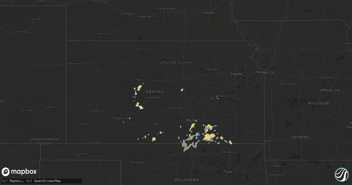 Hail map in Kansas on July 2, 2019