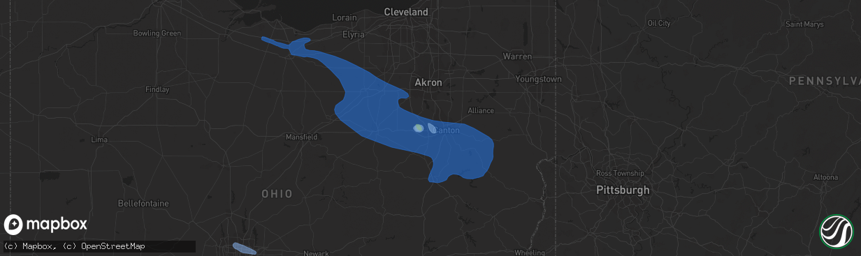 Hail map in Massillon, OH on July 2, 2019